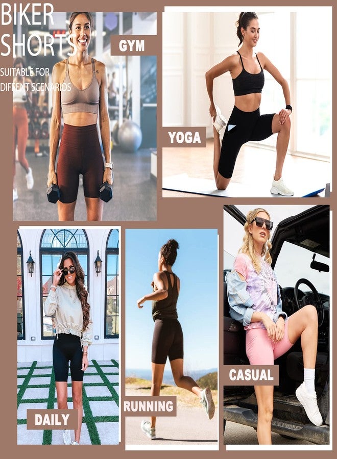 MOREFEEL 3 Pack Biker Shorts with Pockets for Women - 8'' High Waisted Yoga Pants Gym Workout Running Shorts - Image 2